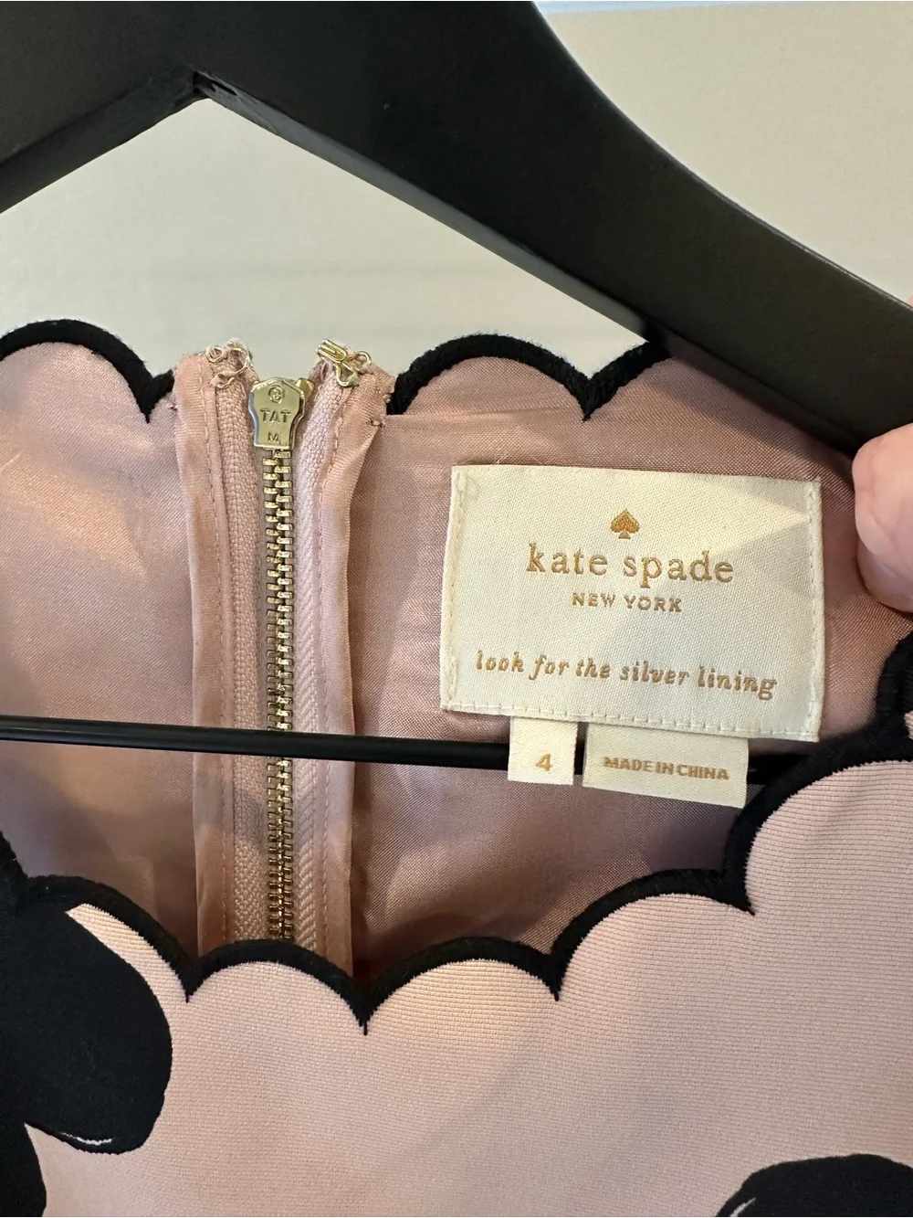 kate spade Pink and Black Scalloped Fit-and-Flare Mini Dress
